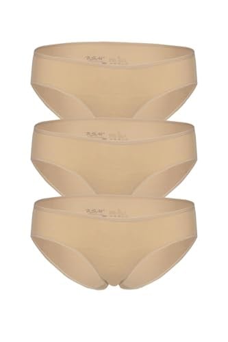 BSM 3'lü Kadın Ten Modal Pamuklu Yüksek Kalite Doğal Kilot Bikini Külot (XXL, Ten)