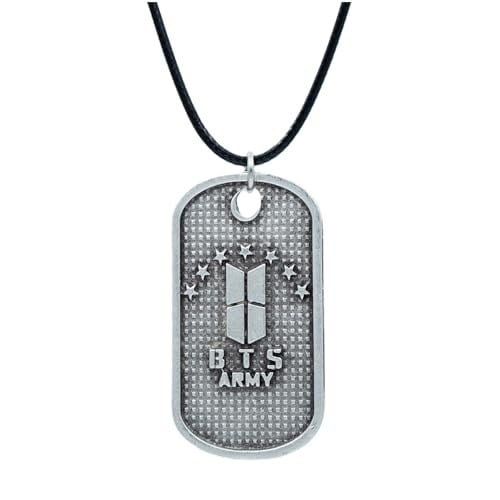 BTS Army Künye Deri ip Kolye - Gümüş Kaplama - Kadın Erkek Kolye - No:907