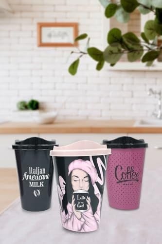 Buffer 3 Adet Kahve Bardağı Seti Dekoratif Plastik Kahve Muhafaza Bardağı