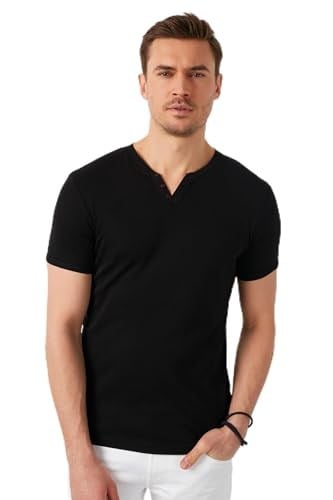 Buratti% 100 Pamuklu V Yaka T Shirt ERKEK T SHİRT 5902122 SİYAH M