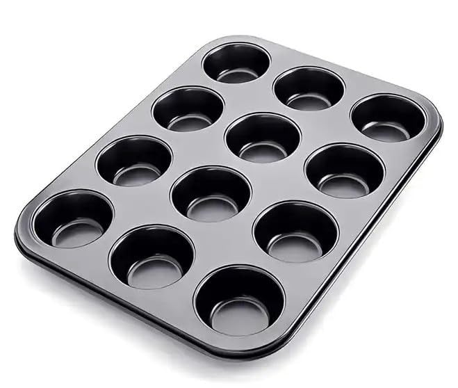 Busstier 12 Bölmeli Premium Metal Muffin ve Cupcake Tepsisi - Yapışmaz, Eşit Pişirme Özellikli Kalıp