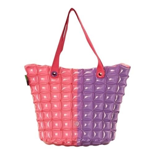 Büyük Boy XXL Su Geçirmez Fermuarlı Katlanabilir Plaj Çantası, Pembe ve Mor