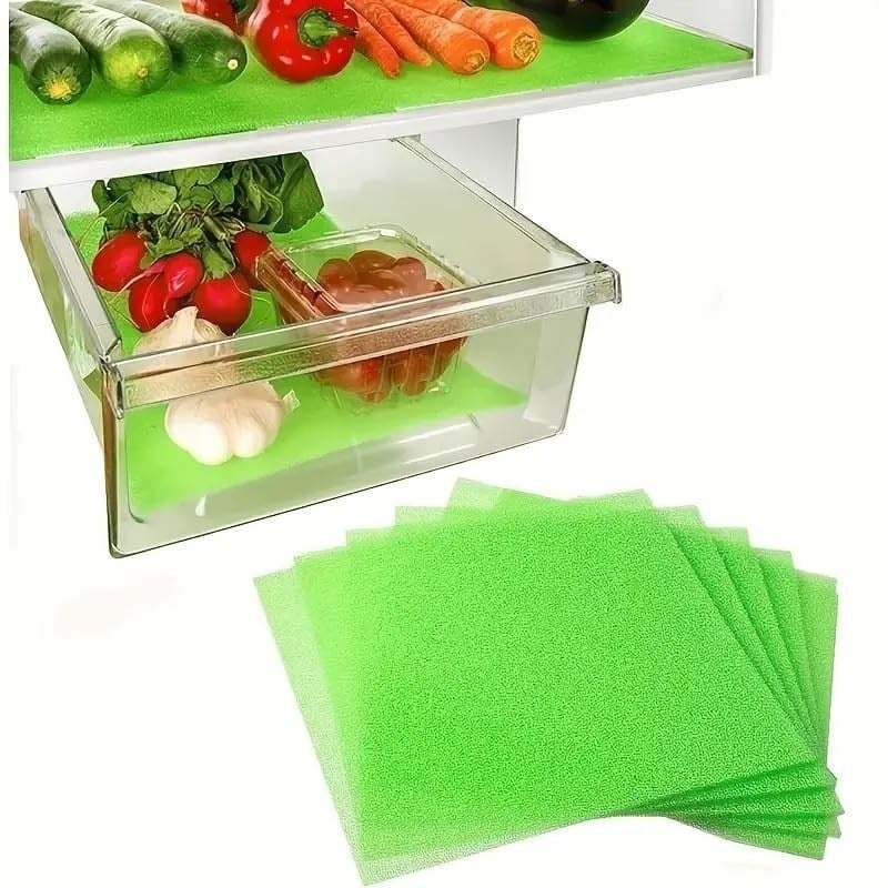 Buzdolabı Küf Önleyici Mat 3'lü Set – Sebzelik ve Raf İçin Gözenekli Hava Alan Yapı – Meyve Sebze Koruyucu, Koku Giderici, Yıkanabilir ve Kesilebilir