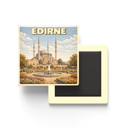 Buzdolap Magneti - Türkiye - Edirne - Retro Tema - 9x9 cm