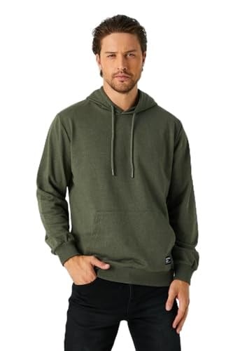 BY COMEOR Erkek Haki Basic Kapüşonlu Regular Fit Normal Kesim 2 İplik Kumaş Günlük Sweatshirt