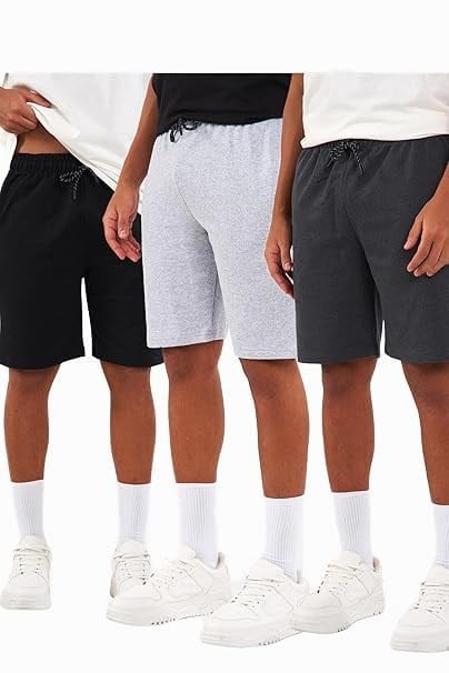 BY COMEOR Regular Fit Yanları Cepli Rahat Kesim 3'Lü Erkek Şort Siyah-Gri-Antrasit 6XL