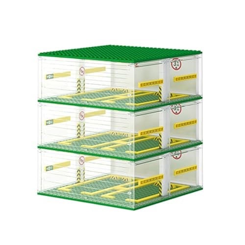 Cabeeskii Hız Şampiyonları Arabaları için Garajı, Yapı Taşları Garaj DIY 3 Katmanlı Vitrin Otopark Garajı, Spor Araba Yapı Taşlarıyla Uyumlu Carport (Arabasız)