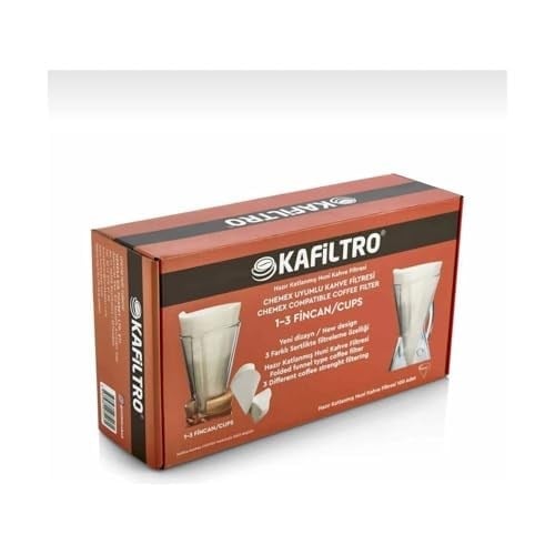 Caffeo CH1-3 Chemex Uyumlu 1-3 Cups Kahve Filtresi Kağıdı(Paket İçi 100 Filtre), Siyah