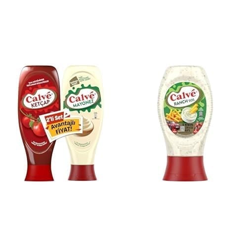 Calve Ketçap 610 g + Mayonez 540 g 2'li Set ve Calve Soslar Ranch Sos 245 g
