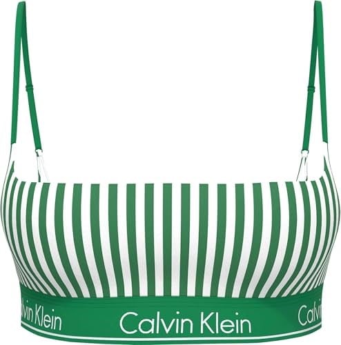 CALVIN KLEIN CALVIN KLEIN Kadın Yeşil-Beyaz Bikini Üstü LV00Q61130 4ZF - Seçenekler: X-Small, Small, Medium