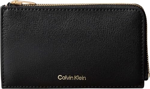 Calvin Klein foil logo top zip cardcase Kadın Cüzdan black/toasted coconut Tek Beden