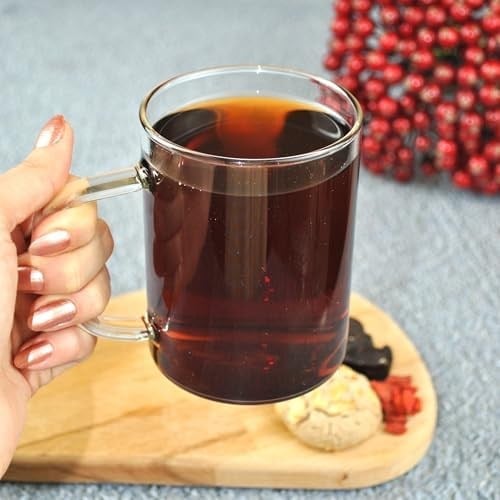 Cam Borosılıkat Büyük Çay Fincanı Kupa Kulplu Kahve Çay Bardağı-1 Adet 420 Cc