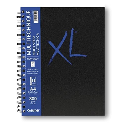 CANSON XL kağıt, dokulu, karışık medya, 300 g/m², A4, orta tanecikli, spiral blok, uzun sayfa, 34 beyaz yaprak, profesyonel sanatç - Seçenekler: A4, 300 g/m², 34 yaprak, A4, 160 g/m², 60 yaprak, A5...
