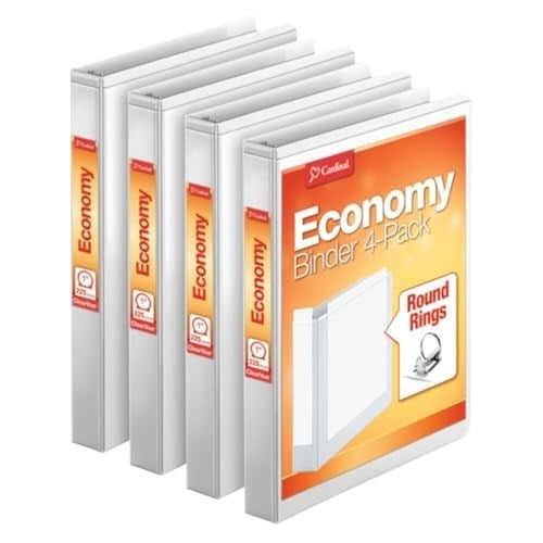 Cardinal Economy 3 Halka Klasör, 2.5 cm Genişlik, Sunum Görünümü, Beyaz, 225 Yaprak Kapasiteli, Yapışmaz, PVC İçermez, 4'lü Paket (79510)
