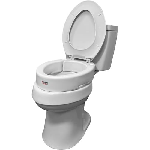 Carex Uzatılmış menteşeli klozet kapağı yükselticisi, tuvalete 8 cm yükseklik ekler, 136 kg ağırlık kapasitesi, yükseltilmiş klozet kapağı