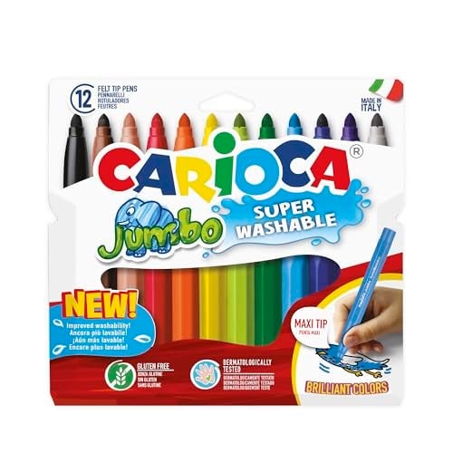 Carioca Jumbo Süper Yıkanabilir Keçeli Boya Kalemi, 12'Li