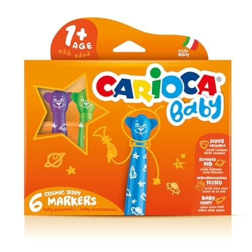 Carioca Teddy Jumbo Bebek Süper Yıkanabilir Keçeli Boya Kalemi 6'li +1 Yaş