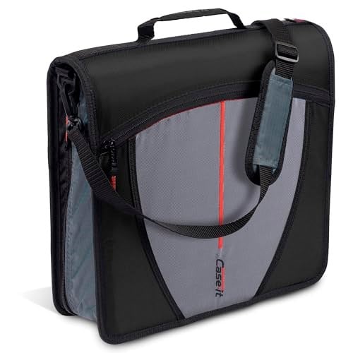 Case-it The Mighty Zip Tab Fermuarlı Klasör - 7,5 cm O Halkalar - 5 Renkli Sekme Genişleyen Dosya Klasörü - Çoklu Cep - 600 Sayfa Kapasitesi - Omuz Askısı ile B - Seçenekler: 1 Pack, Case of 6, Single