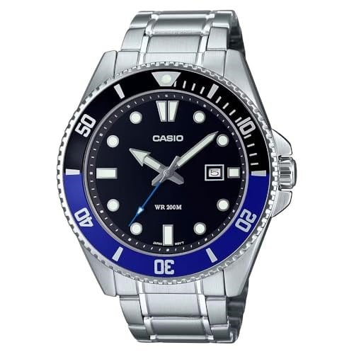 Casio Üniseks yetişkin MDV-107D-1A2VDF Dalgıç Kol Saati Siyah-Mavi Standart