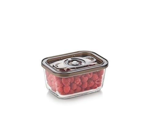 CASO VacuBoxx Eco M vakumlu taze saklama kabı, 800 ml hacim, basınca duyarlı ve sıvı gıdalar için, BPA içermez, fırına dayanıklı, bulaşık makinesinde yıkanabilir, dondurucuya uygun
