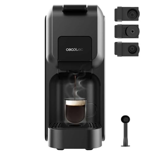 Cecotec Kapsül Kahve Makinesi Freestyle Kompakt Siyah. 1350W, Termoblok Isıtma, 20 Bar Forcearoma Teknolojisi, 4'ü 1 Arada Espresso Makinesi. Çekilmiş Kahve, Dolce Gusto, Nespresso ve K-Fee için