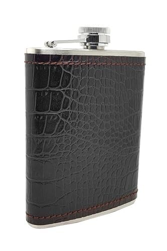 Çelik Üzeri Kahve Kroki Deri Kaplı 8 oz 240 ml içki Matarası kb04