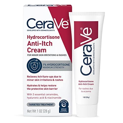 CeraVe Hydrocortisone Krem% 1 | Egzama Eğilimi ve Kuru Cilt ile Döküntülerden Geçici Rahatlama Önleyici Krem | Kaşıntıları Giderici Krem | Kokusuz | 1 Ounce