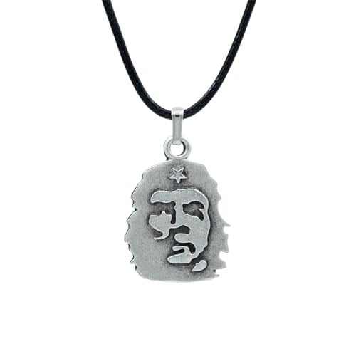 Che Guevara Kolye Deri ip Kolye - Gümüş Kaplama - Kadın Erkek Kolye - No:771