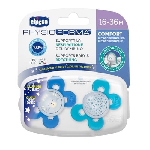 Chicco PhysioForma Comfort Silikon Emzik (16-36 Ay, 2'li), Mavi
