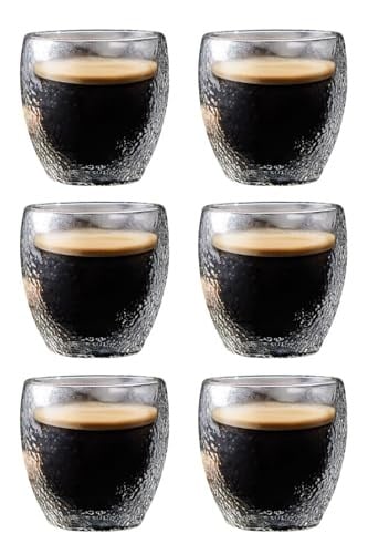 Çift Cidarlı Buzlu Kahve, Latte, Çay Bardağı Seti, 250 ML, 6 Adet, Bej