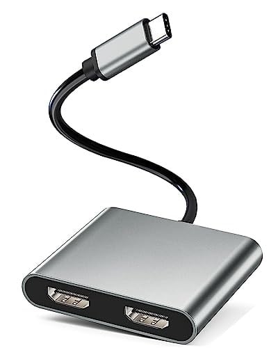Çift Monitörler için HDMI Adaptörü,USB C'den Çift HDMI Adaptörüne 4K,Tip C - HDMI Çift Monitör,USB C Splitter 2 Monitörler Genişletilmiş Ekran,Tip C HDMI Çoklu Monitörler Dizüstü Bilgisayar