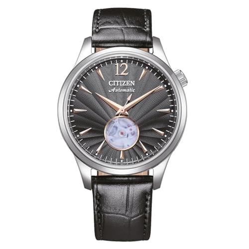 CITIZEN Erkek Analog Otomatik Saat Deri Kayışlı NH9131-14E, Siyah, Ölçü Birimi, Kayış