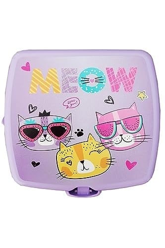 Çocuk Beslenme Kutusu Kedi Temalı LİLA
