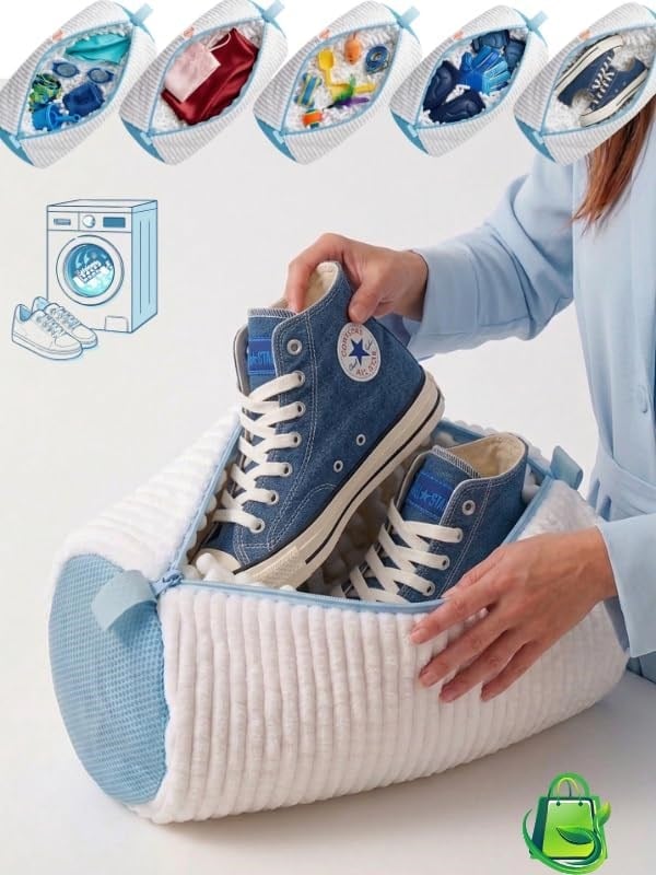 Çok Amaçlı XL Büyük Boy Ayakkabı Yıkama Çantası Yıkama Torbası Fileli-Geliştirilmiş Kalın ve Sık Dokuma Kumaş- Uzun ve Sık İç Makarna - Dayanıklı Yırtılmaz Polyester Kumaş- Yıkamada Açılmayan Fermuar