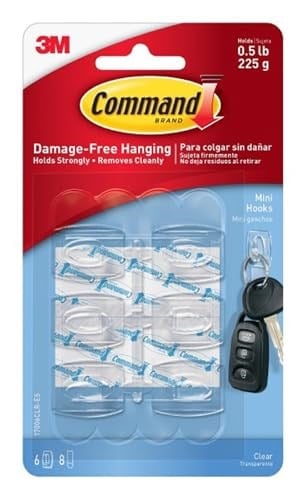 Command Şeffaf Mini Kancalar 6 Kanca, 1 Paket
