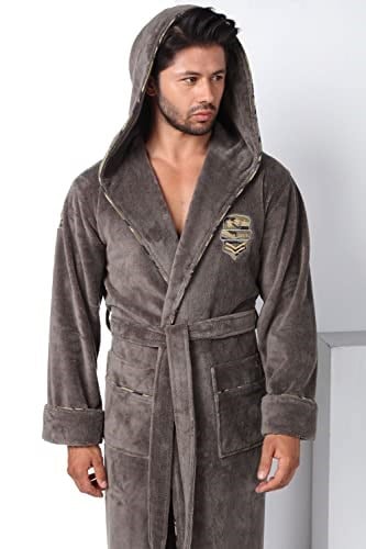 Commander Nakışlı Bambu Cotton Erkek Bornozu Haki 3XL