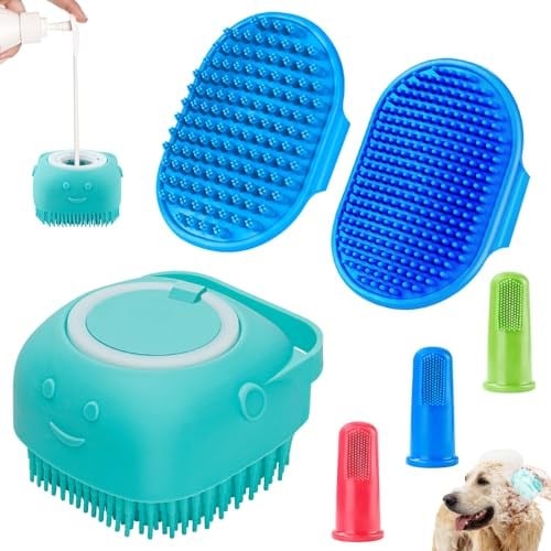 Comotech 3 ADET Köpek Banyo Fırçası | Köpek Şampuanı Fırçası | Banyo için Köpek Yıkayıcı | Evcil Hayvan Köpek Banyo Masaj Fırçası Scrubber | Kısa ve Uzun Saçlı Köpekler/Kediler için Ayarlanabilir