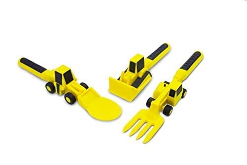 Constructive Eating Çocuk çatal bıçak takımı 3'lü set – konstrüksiyon gereçleri, çocuk yemek takımı, uzun ömürlü ve bulaşık makinesinde yıkanabilir, çocukların sağlıklı beslenme alışkanlıklarını