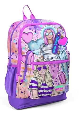 Coral High Dört Bölmeli Pembe Mor Fashion Girl Desenli İlkokul Sırt Çantası - Kız Çocuk