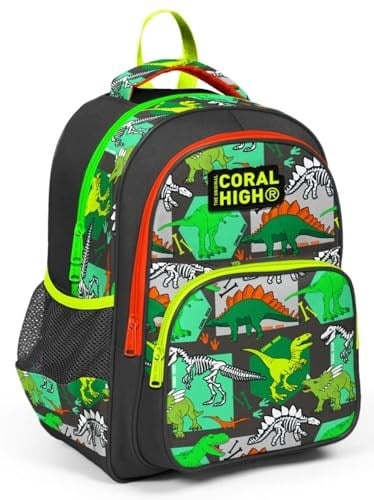 Coral High Siyah Yeşil Dinazor İlkokul Okul Sırt Çantası - Erkek Çocuk
