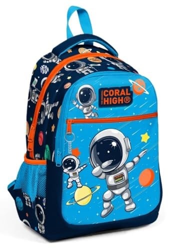 Coral High Üç Gözlü Erkek Çocuk İlk ve Orta Okul Çantası - Lacivert Mavi Astronot
