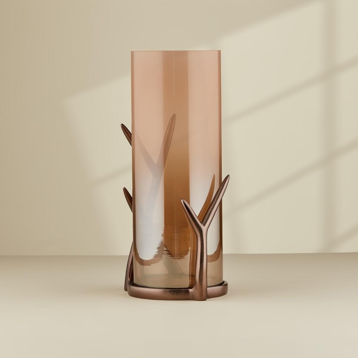 Cornella Gınger Saten Bronz Ayaklı Cam Vazo Küçük Ağız:12 Cm Xboy:33 Cm