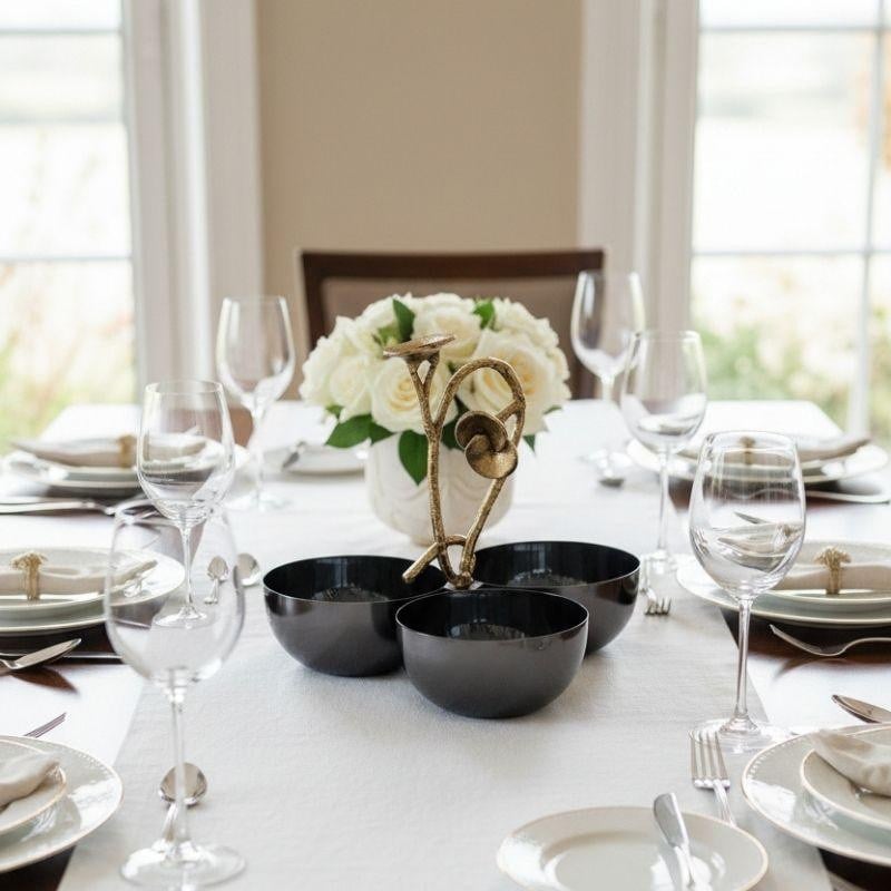 Cornella Rose 3'lü Sunum Kasesi Silver - Gold Kase Çapı:10 Cm