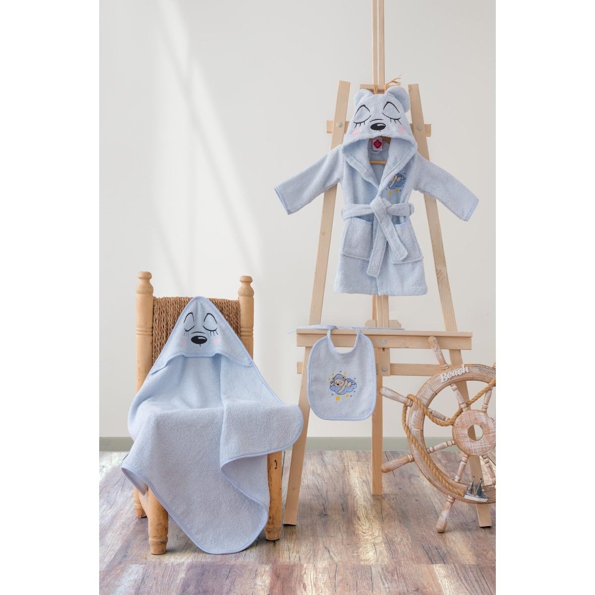 Cotton Box Bebek Banyo Seti Bear Mavi