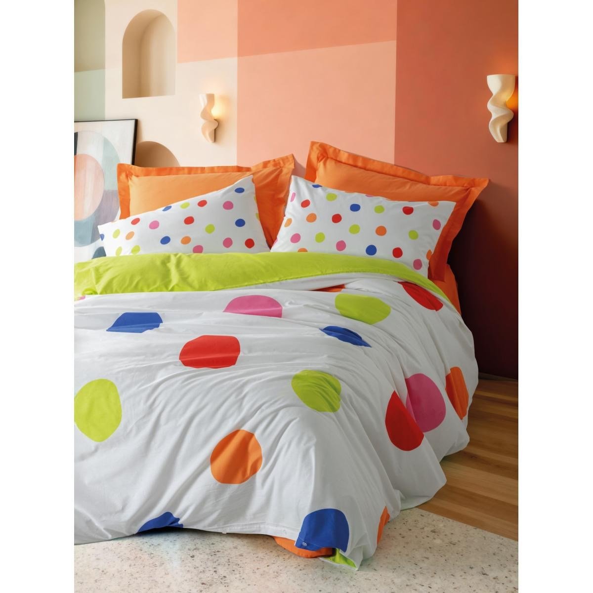 Cotton Box Çift Kişilik Nevresim Takımı Dotsy Turuncu
