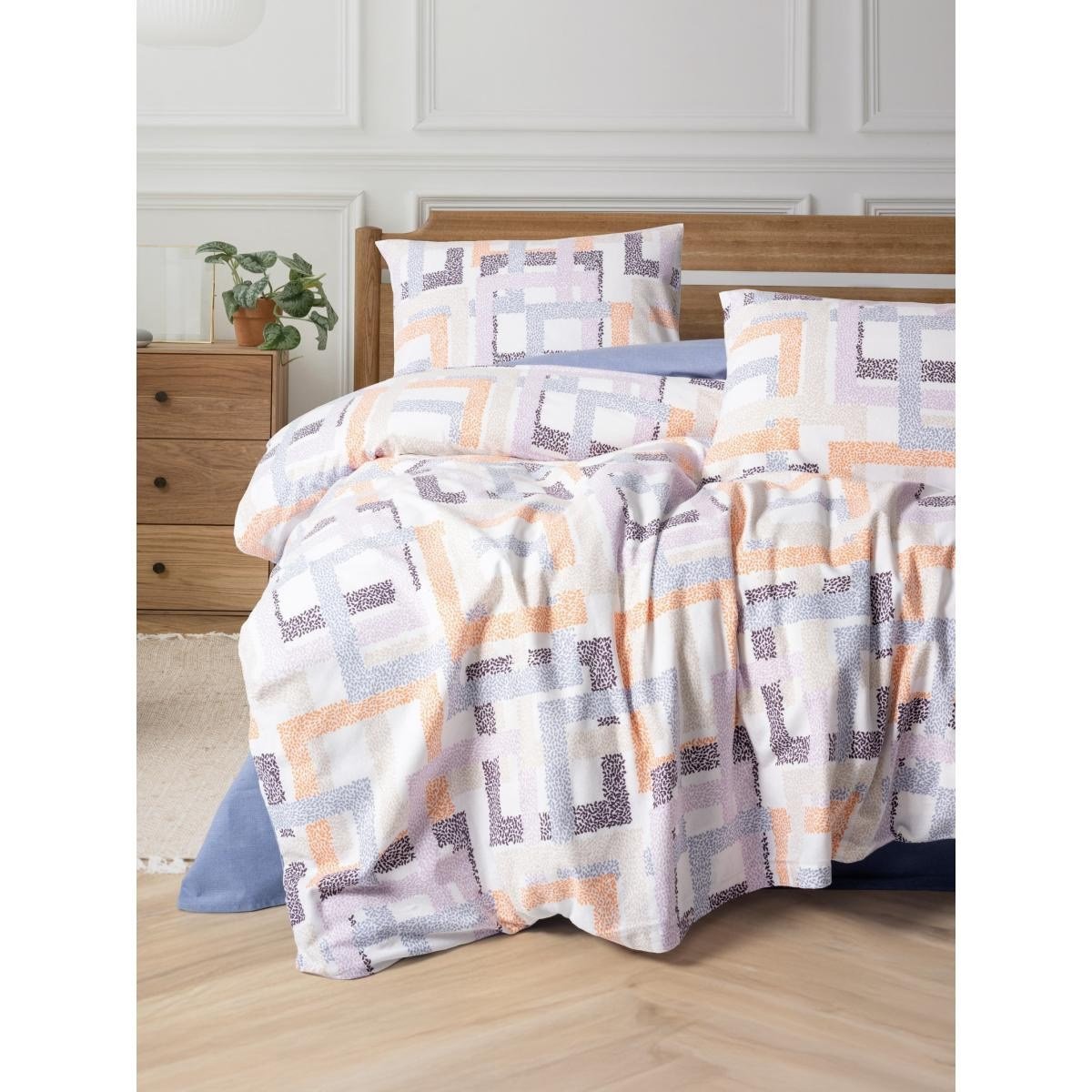 Cotton Box Flanel Çift Kişilik Nevresim Takımı Hayden Lila