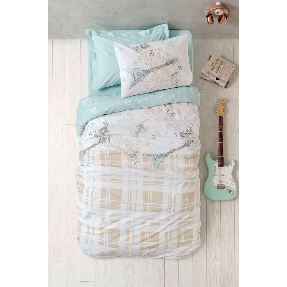 Cotton Box Genç Odası Tek Kişilik Nevresim Takımı Riff Mint