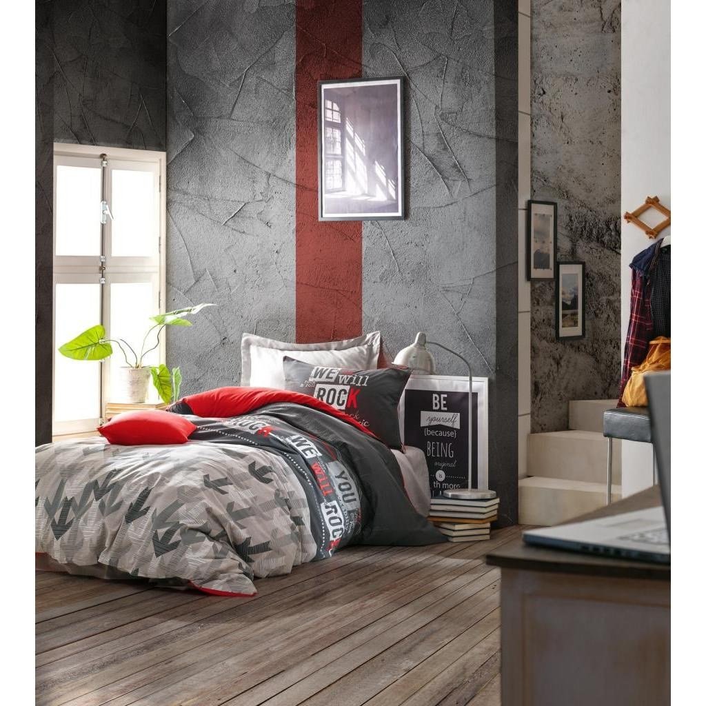 Cotton Box Genç Odası Tek Kişilik Nevresim Takımı Rock Kırmızı