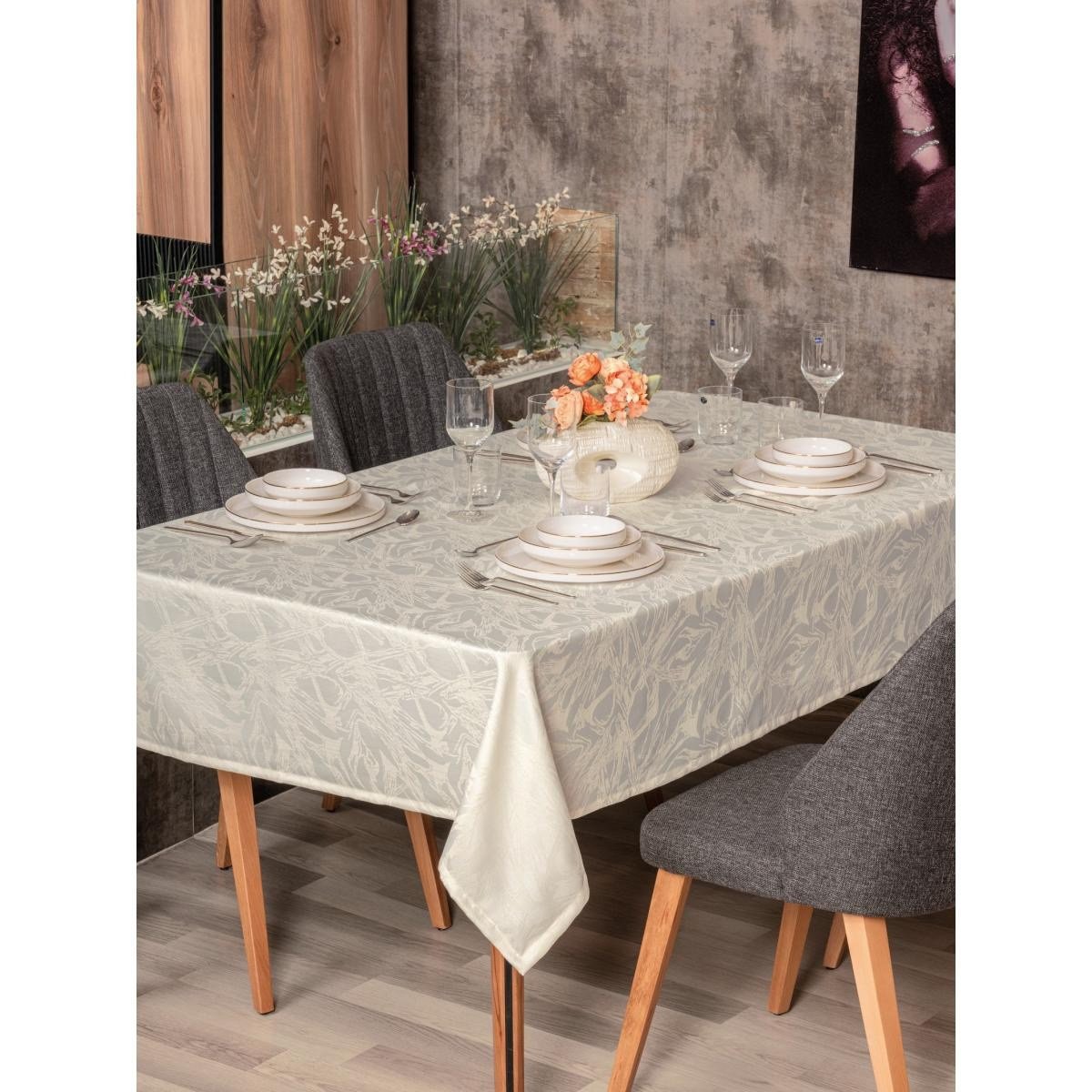 Cotton Box Jakarlı Dertsiz Masa Örtüsü Lavinia Krem 155x160