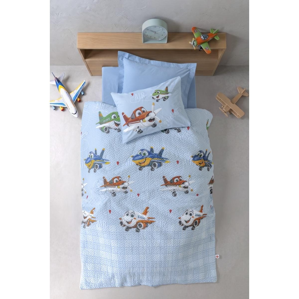 Cotton Box Junior Tek Kişilik Lastikli Çarşaflı Complete Set Jetty İndigo